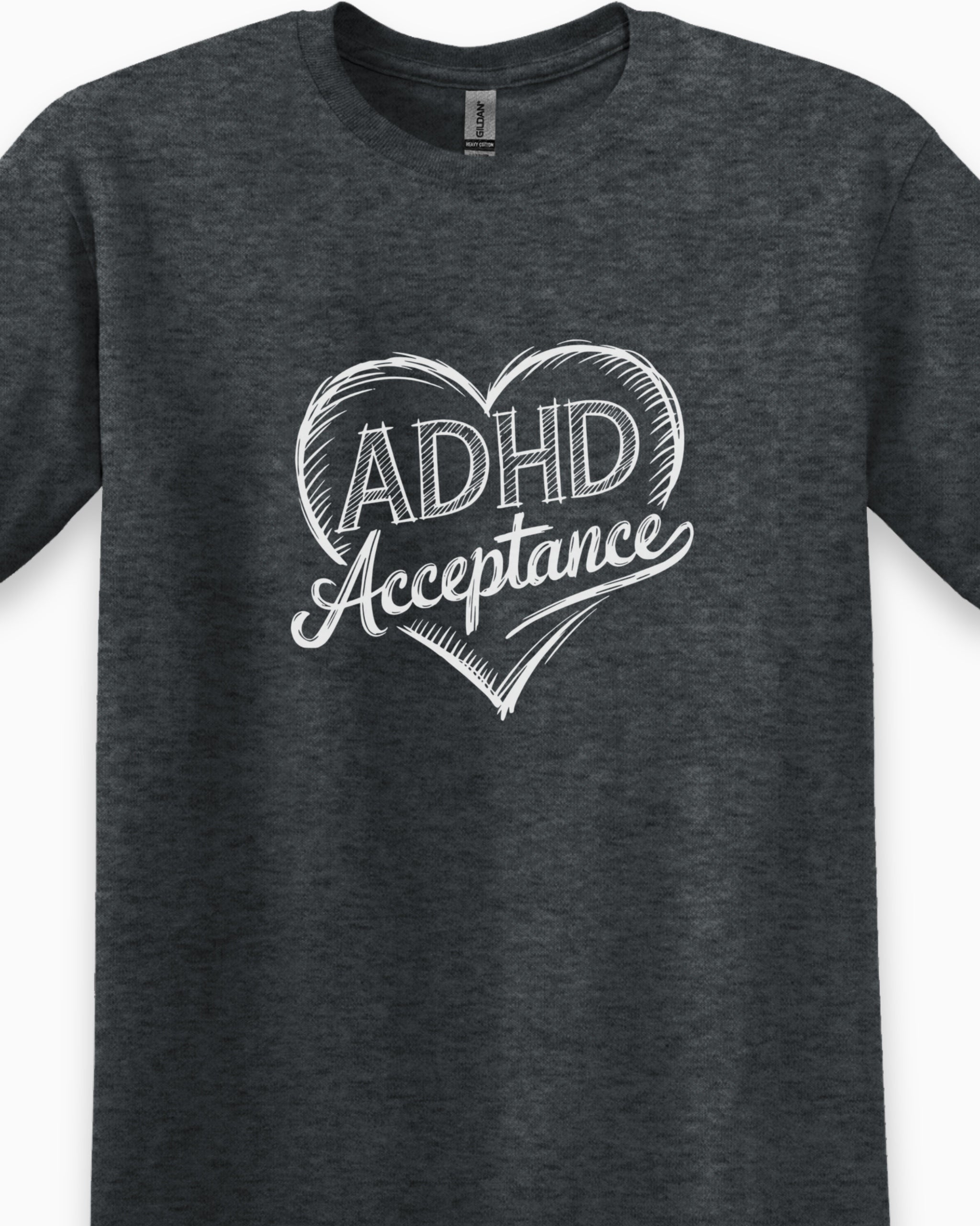 ADHD Acceptance Love Heart Sketch Tee-Neurodiversity, ADHD & Autism Awareness & Acceptance T-Shirt by Daily Bloom