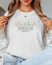 Speech Therapist Floral Long Sleeve T-Shirt