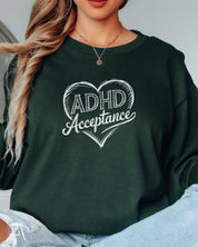 ADHD Acceptance Love Heart Sketch Long Sleeve T-Shirt