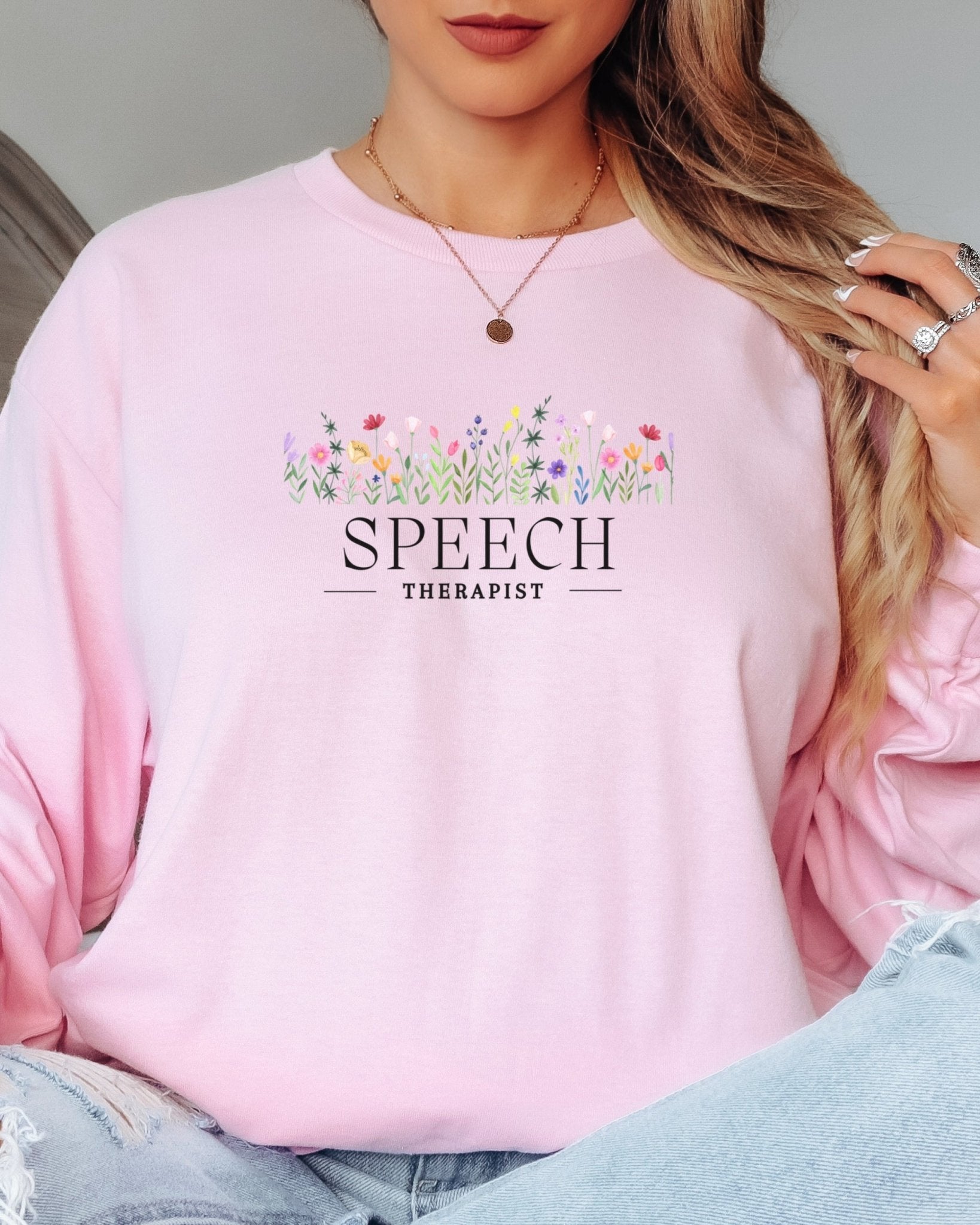 Autism Long - sleeve - Speech Therapist Floral Long Sleeve T-Shirt - Daily Bloom
