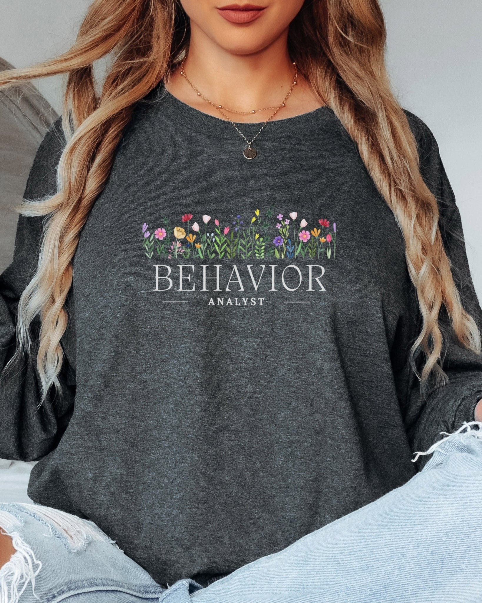 Autism Long - sleeve - Behavior Analyst Floral Long Sleeve T-Shirt - Daily Bloom