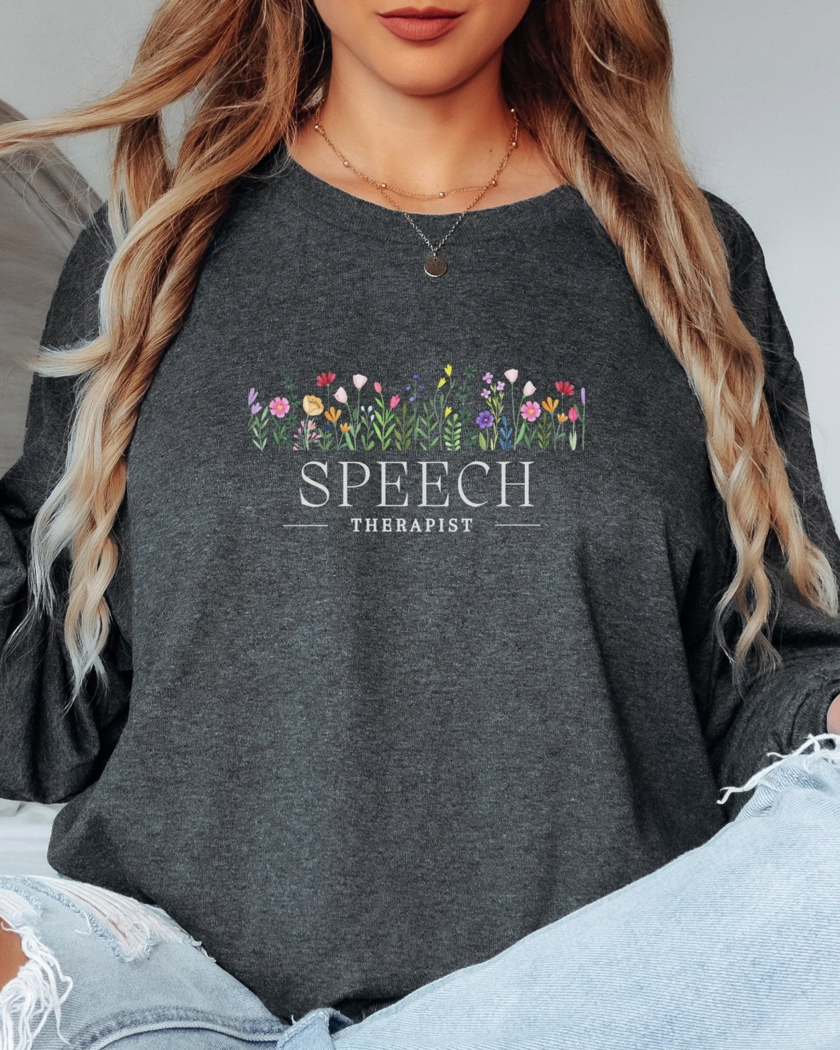 Autism Long - sleeve - Speech Therapist Floral Long Sleeve T-Shirt - Daily Bloom