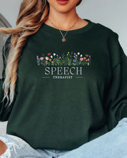 Speech Therapist Floral Long Sleeve T-Shirt
