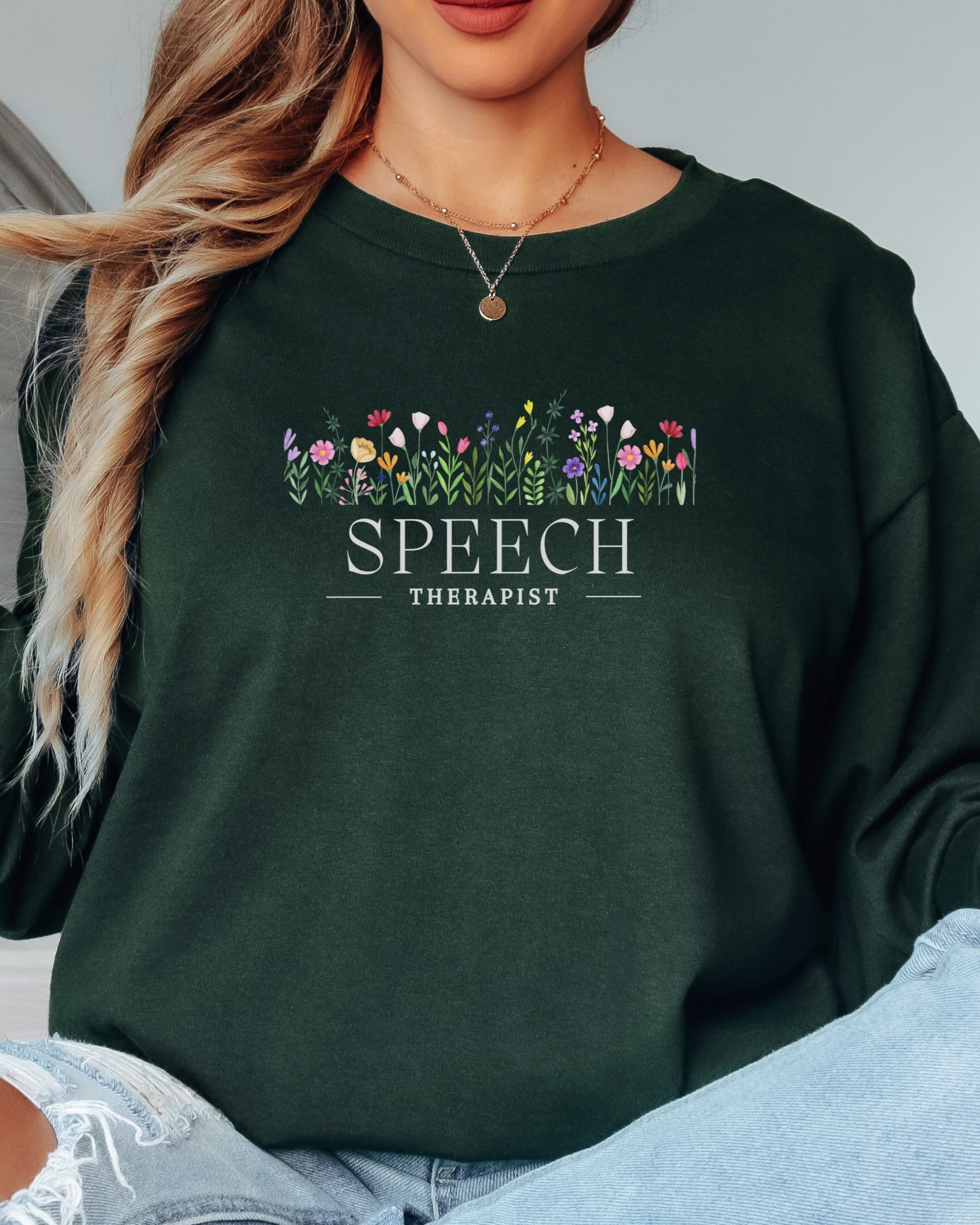 Speech Therapist Floral Long Sleeve T-Shirt