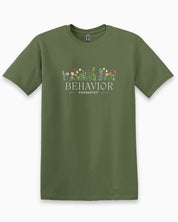 Behavior Therapist Floral Tee-Military Green-Neurodiversity, ADHD & Autism Awareness & Acceptance T-Shirt by Daily Bloom