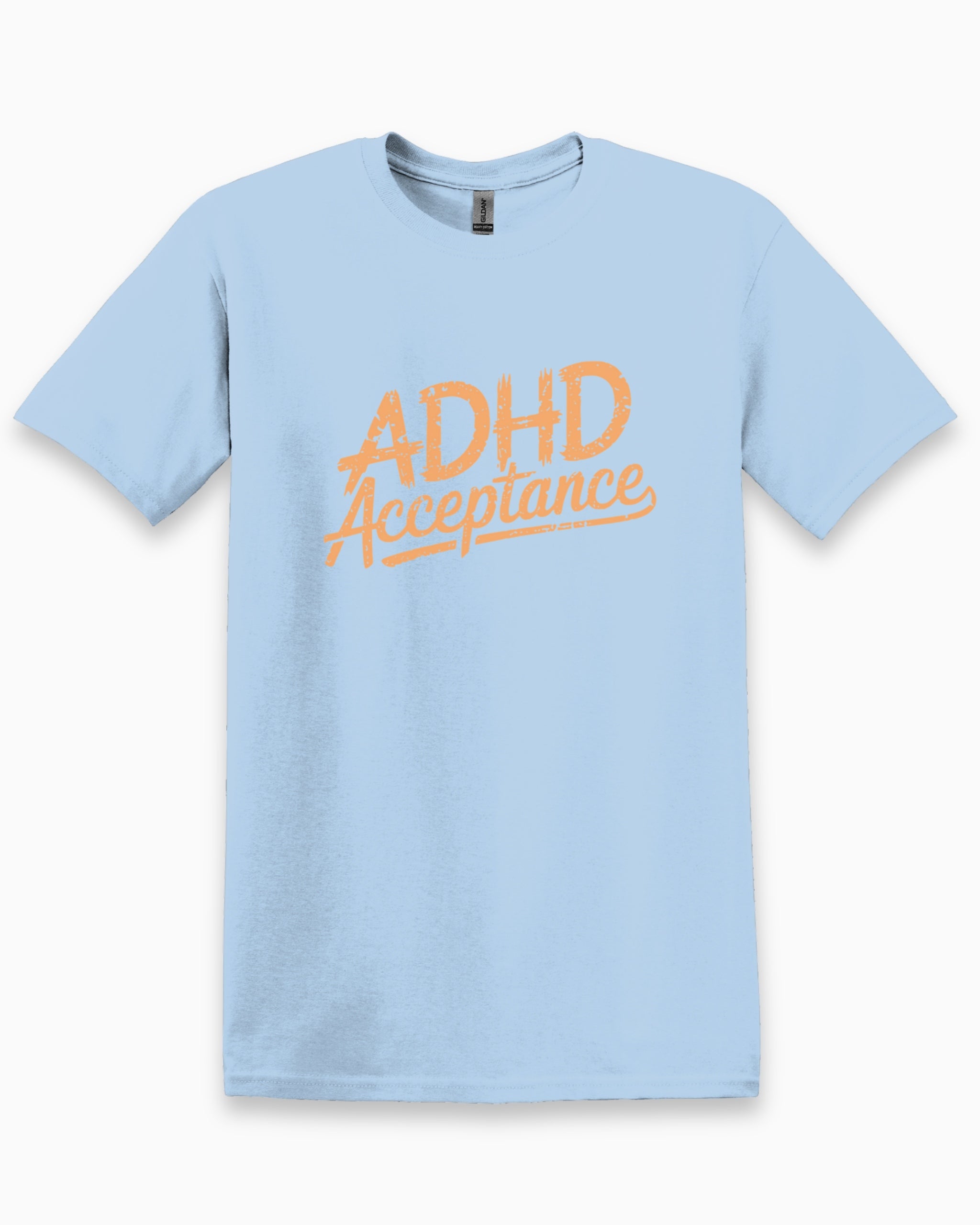 ADHD Acceptance Grunge Style Tee-Light Blue-Neurodiversity, ADHD & Autism Awareness & Acceptance T-Shirt by Daily Bloom