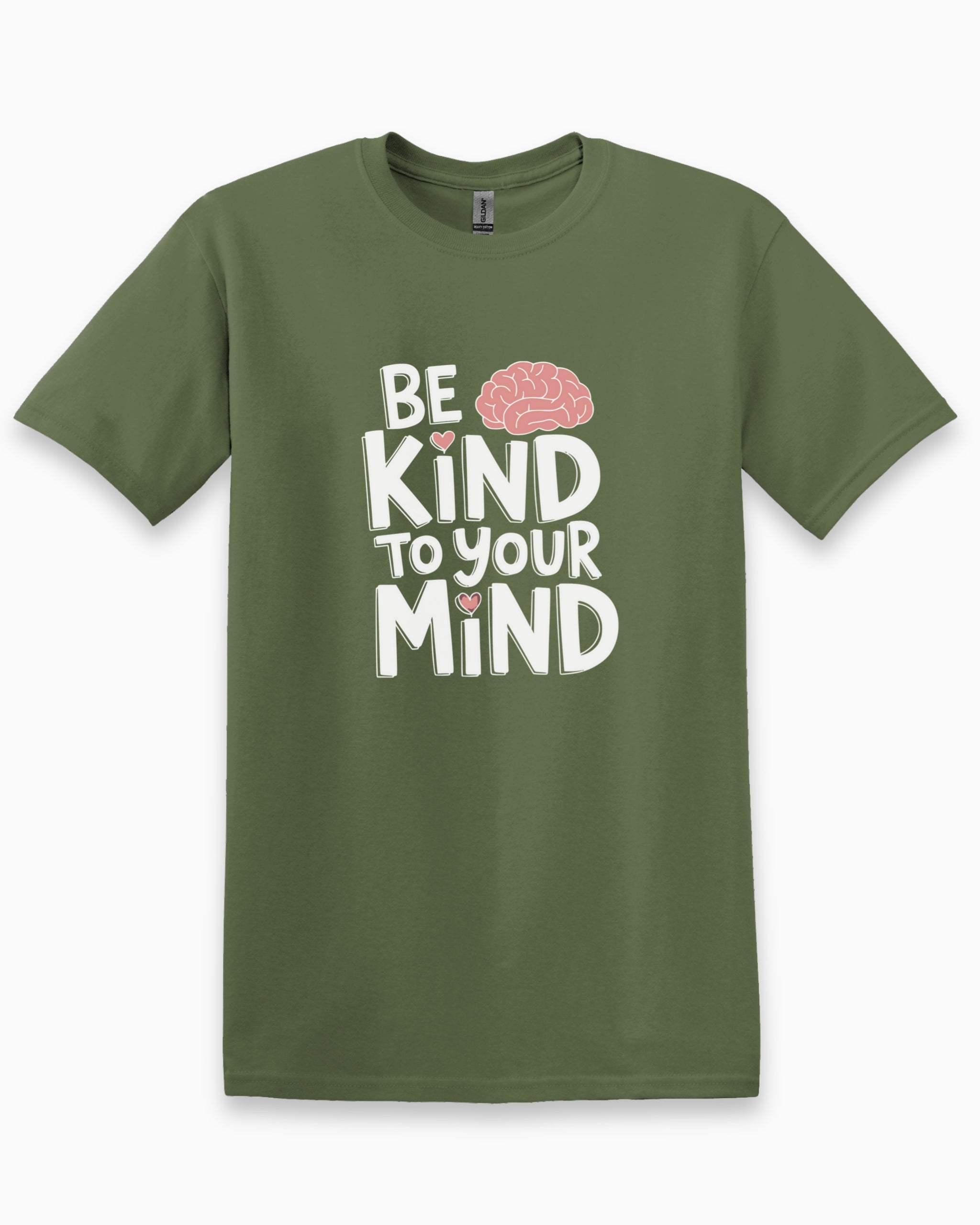 Be Kind to Your Mind Tee-Military Green-Neurodiversity, ADHD & Autism Awareness & Acceptance T-Shirt by Daily Bloom