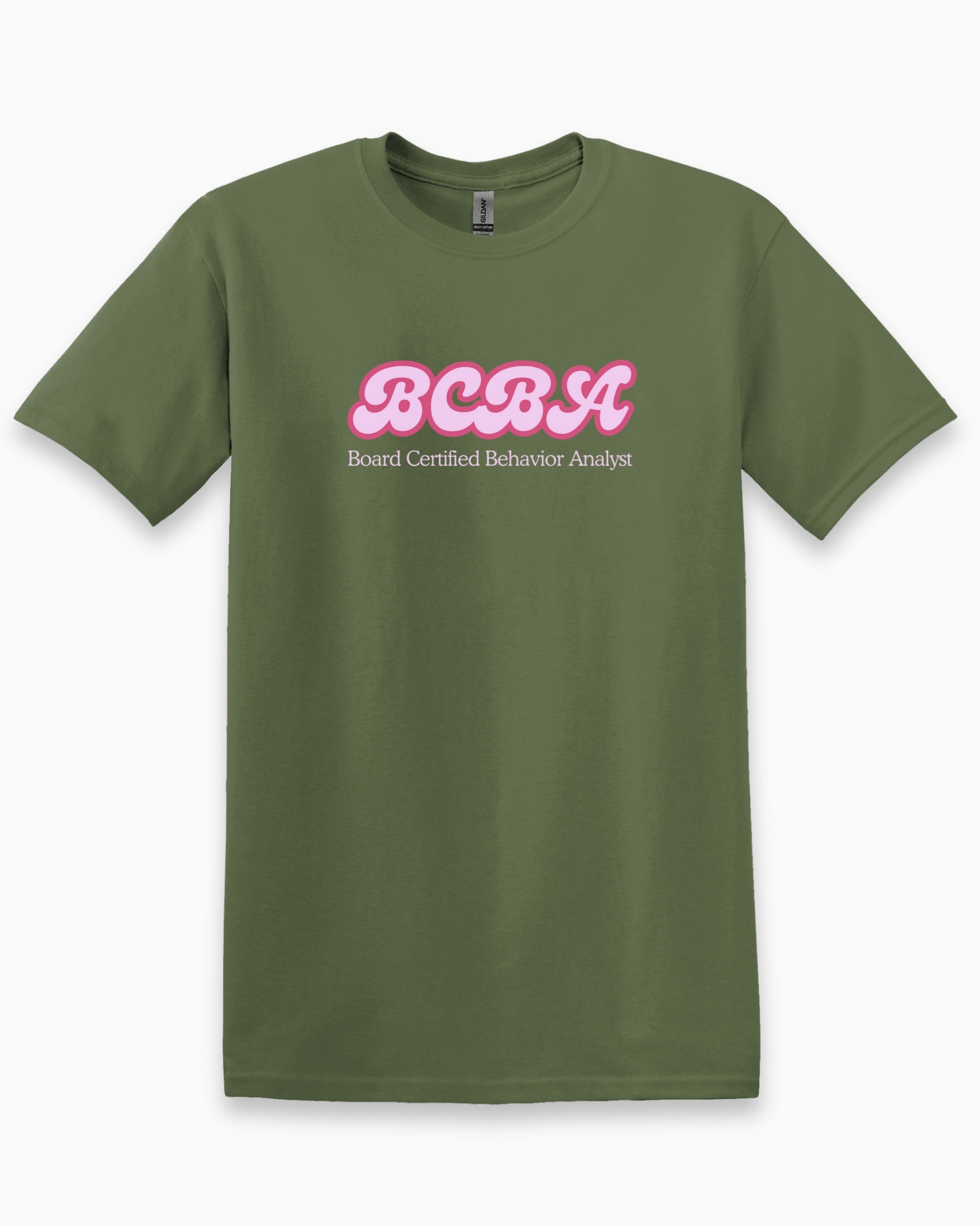 BCBA Groovy Tee-Military Green-Neurodiversity, ADHD & Autism Awareness & Acceptance T-Shirt by Daily Bloom