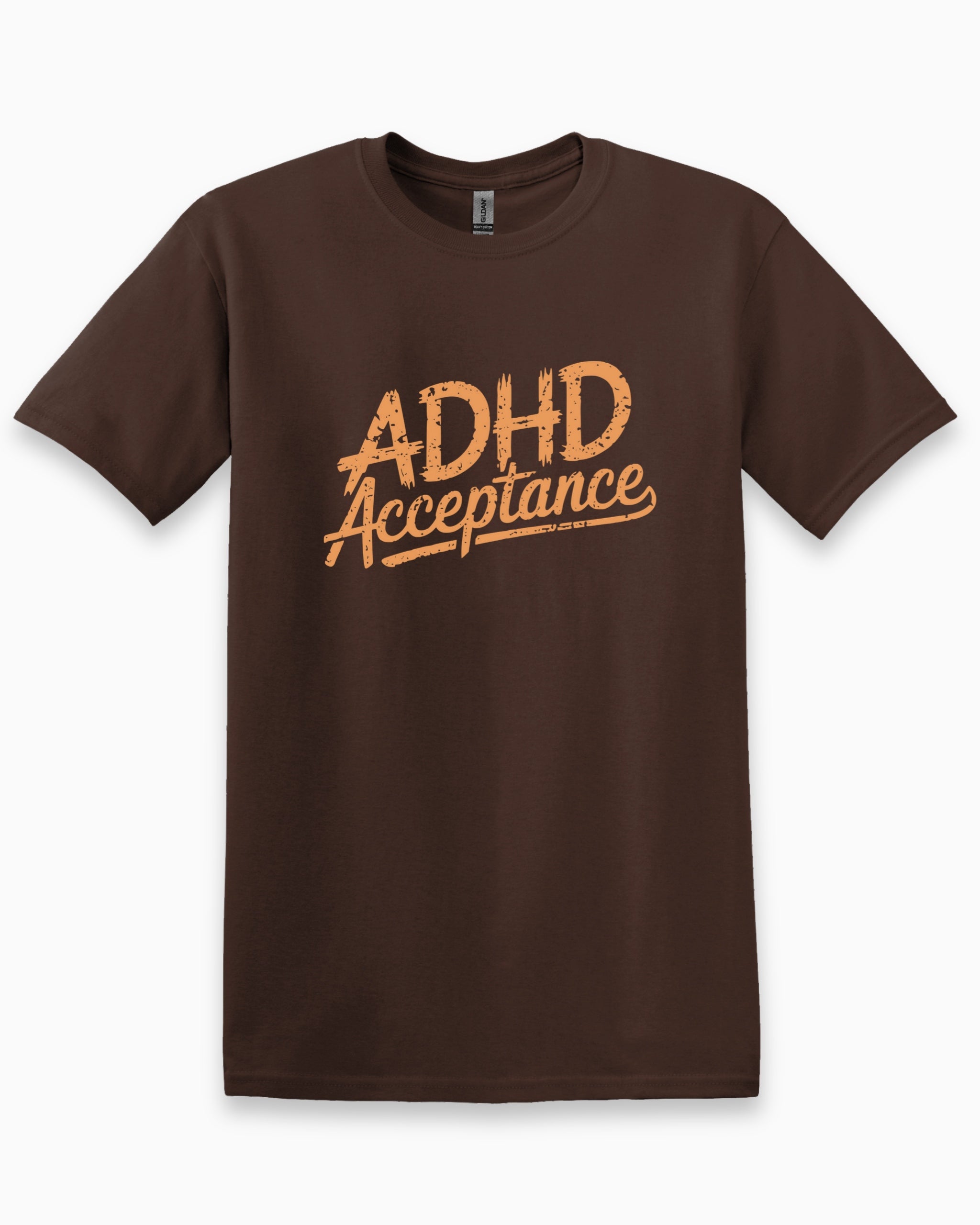 ADHD Acceptance Grunge Style Tee-Dark Chocolate-Neurodiversity, ADHD & Autism Awareness & Acceptance T-Shirt by Daily Bloom