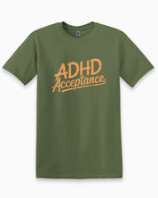 ADHD Acceptance Grunge Style Tee-Military Green-Neurodiversity, ADHD & Autism Awareness & Acceptance T-Shirt by Daily Bloom
