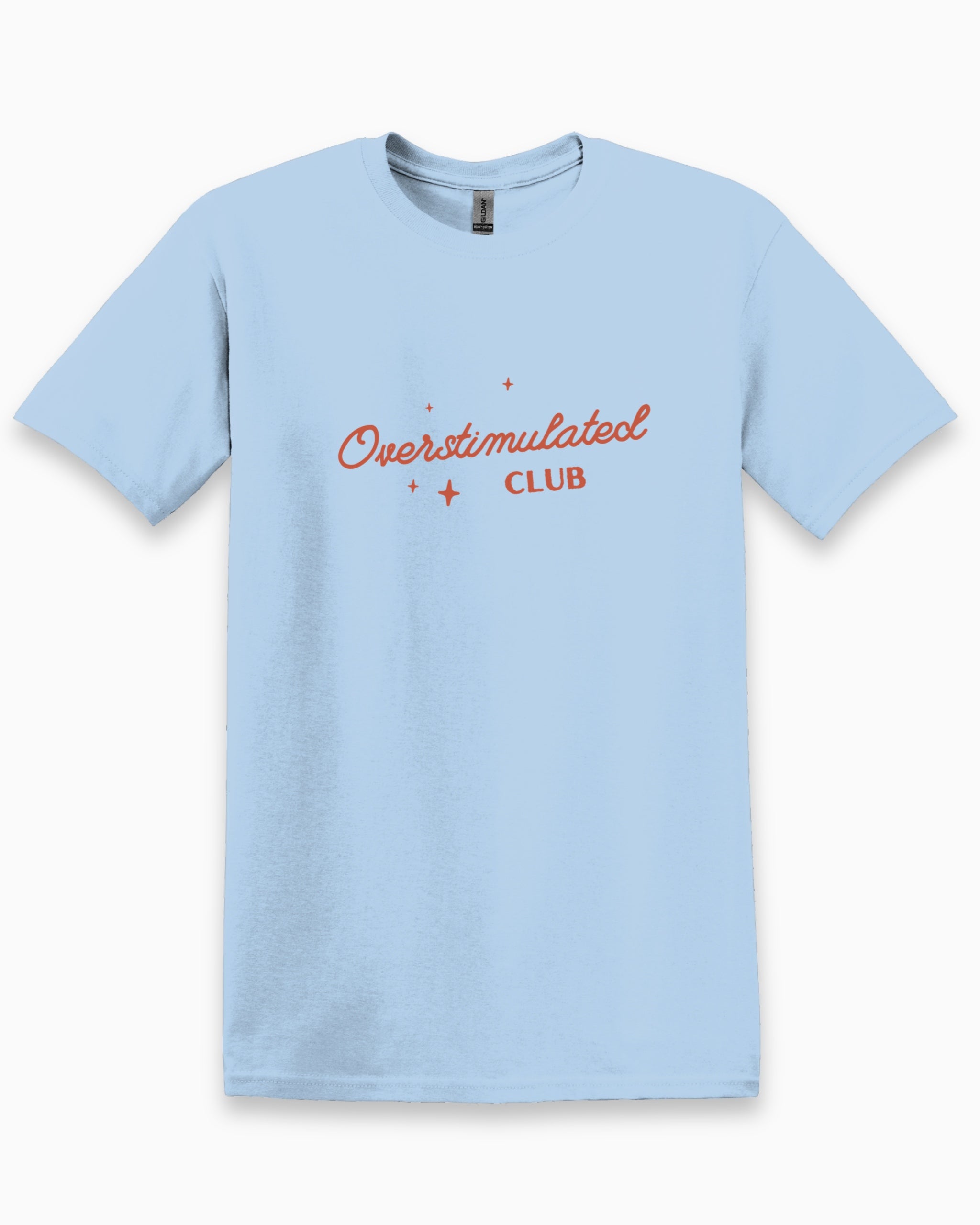 Overstimulated Club Tee-Light Blue-Neurodiversity, ADHD & Autism Awareness & Acceptance T-Shirt by Daily Bloom