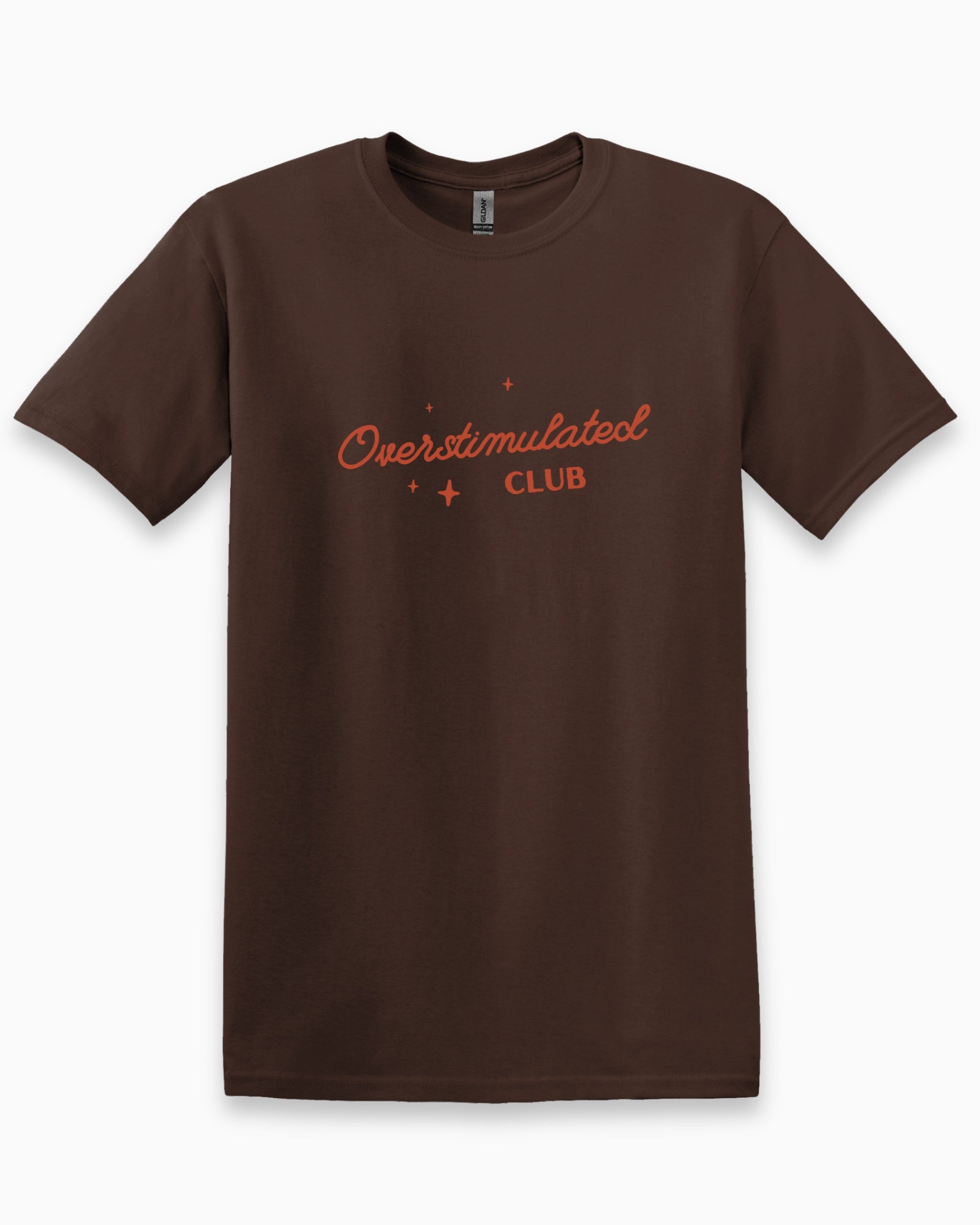 Overstimulated Club Tee-Dark Chocolate-Neurodiversity, ADHD & Autism Awareness & Acceptance T-Shirt by Daily Bloom