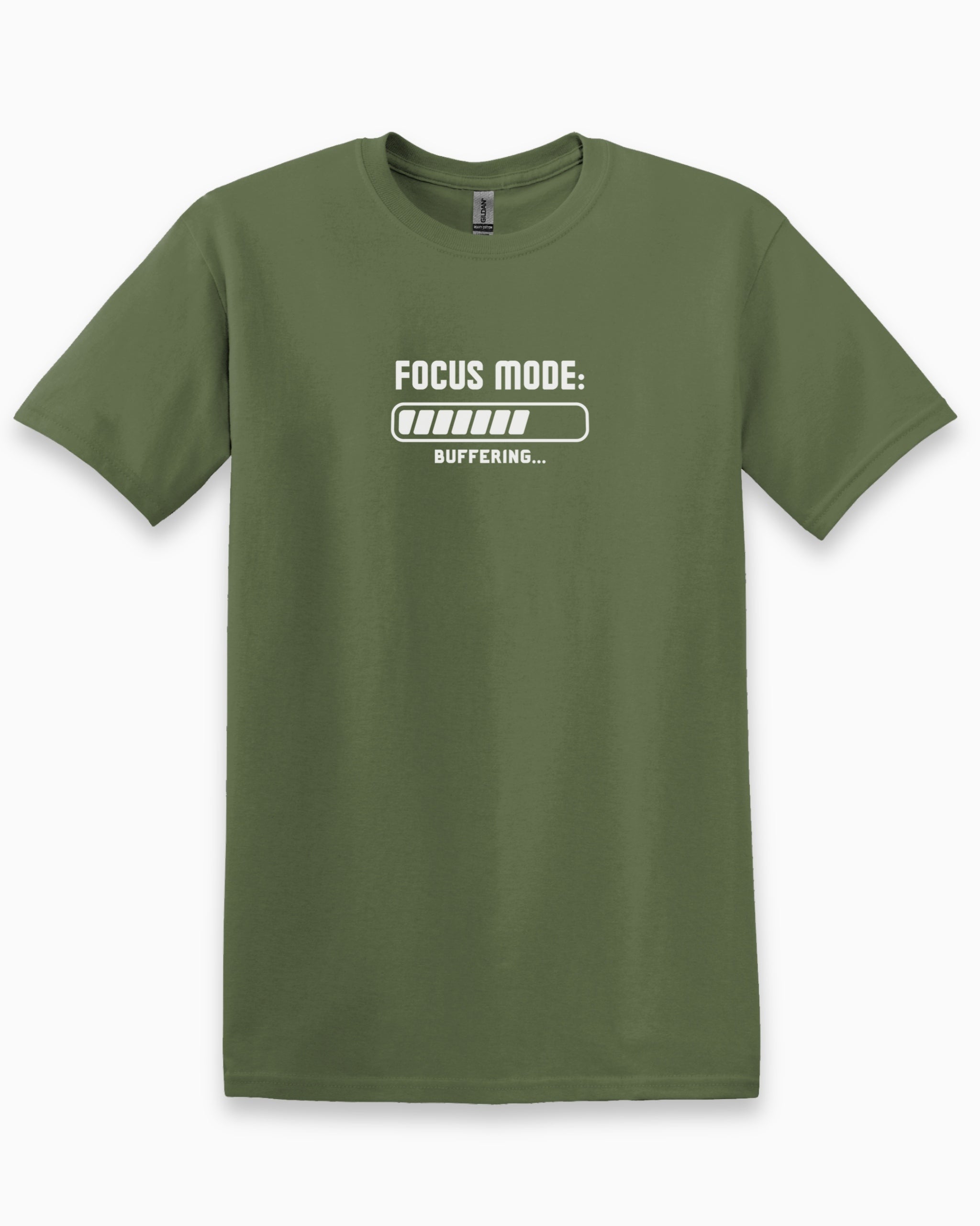 ADHD Focus Mode Buffering Tee-Military Green-Neurodiversity, ADHD & Autism Awareness & Acceptance T-Shirt by Daily Bloom