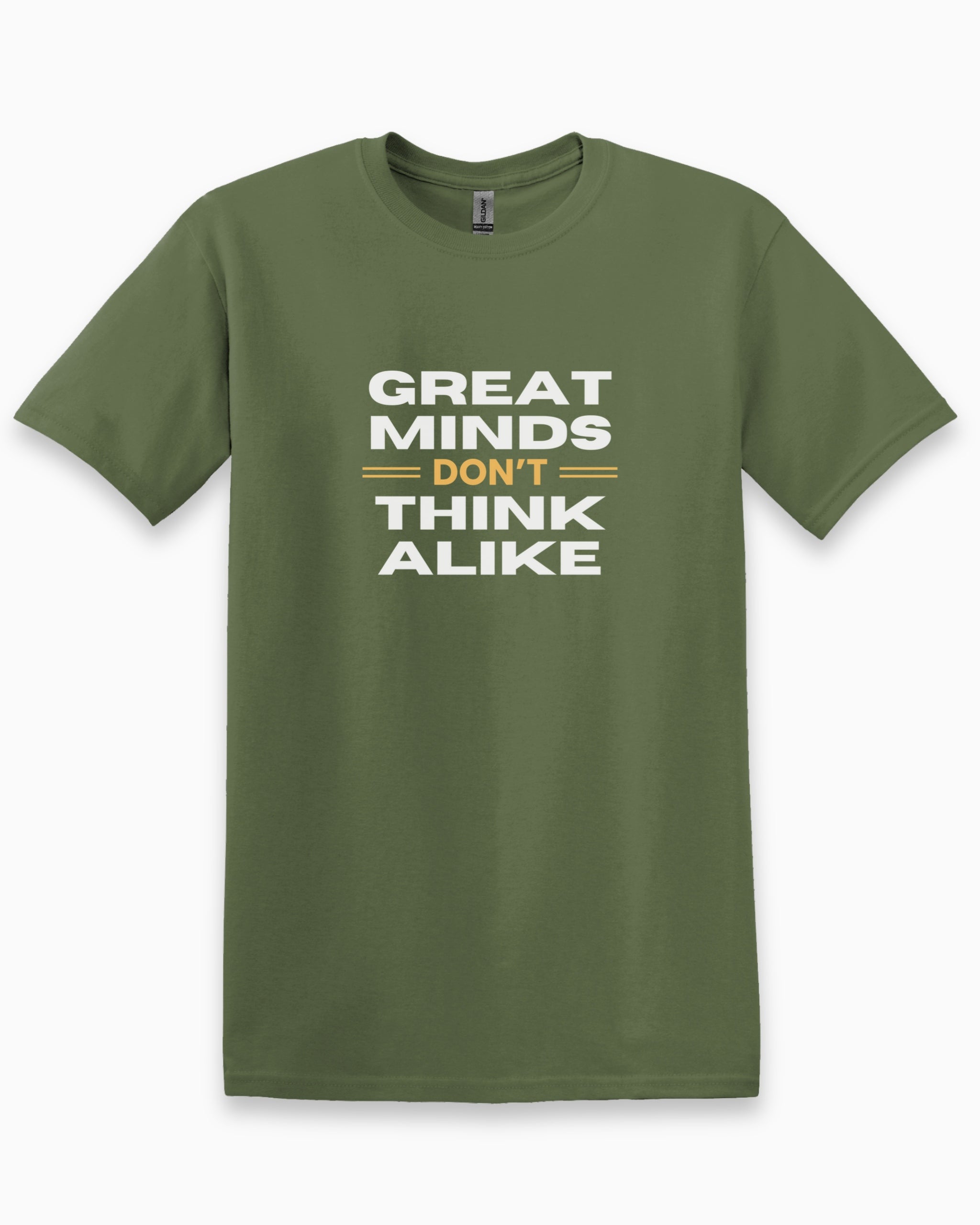 Great Minds Don't Think Alike Tee-Military Green-Neurodiversity, ADHD & Autism Awareness & Acceptance T-Shirt by Daily Bloom