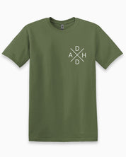 ADHD Cross Tee-Military Green-Neurodiversity, ADHD & Autism Awareness & Acceptance T-Shirt by Daily Bloom