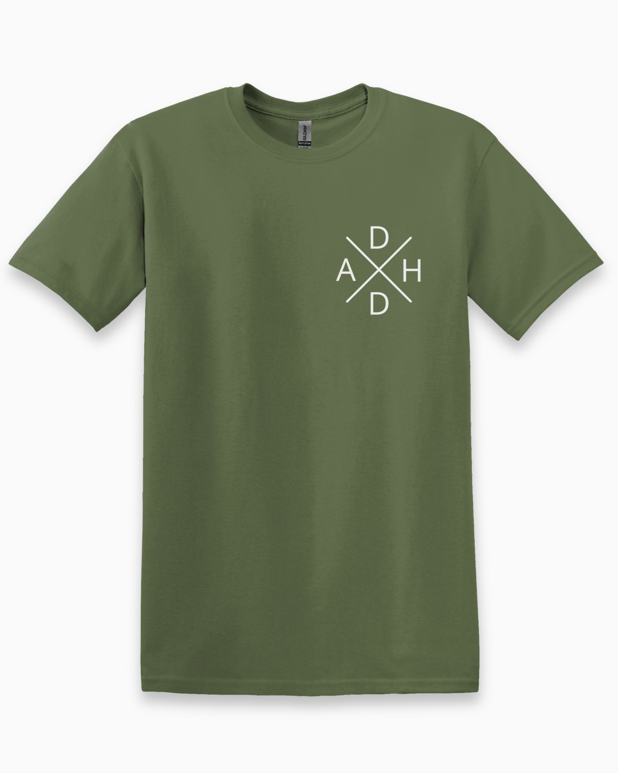 ADHD Cross Tee-Military Green-Neurodiversity, ADHD & Autism Awareness & Acceptance T-Shirt by Daily Bloom