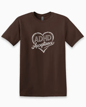 ADHD Acceptance Love Heart Sketch Tee-Dark Chocolate-Neurodiversity, ADHD & Autism Awareness & Acceptance T-Shirt by Daily Bloom