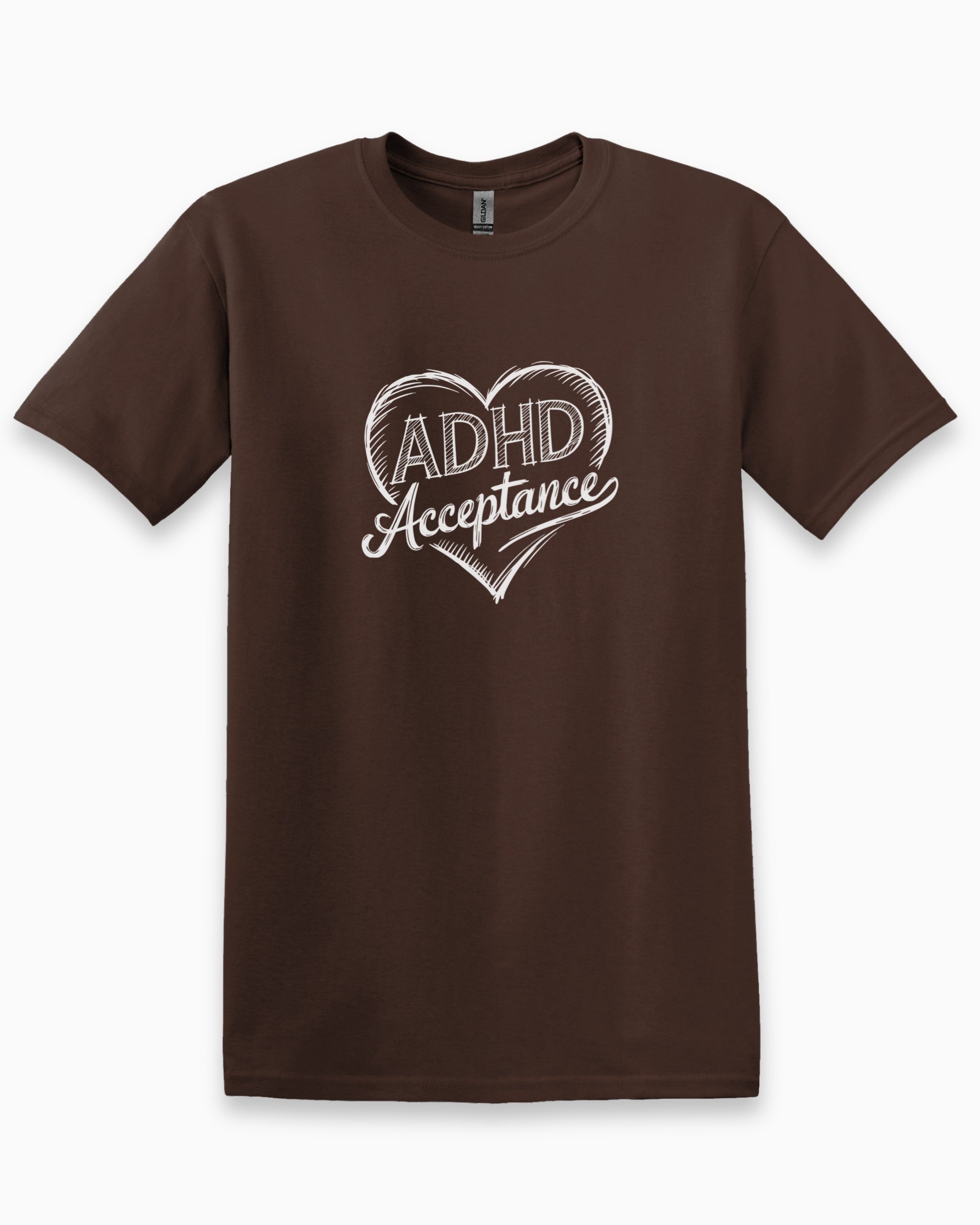 ADHD Acceptance Love Heart Sketch Tee-Dark Chocolate-Neurodiversity, ADHD & Autism Awareness & Acceptance T-Shirt by Daily Bloom