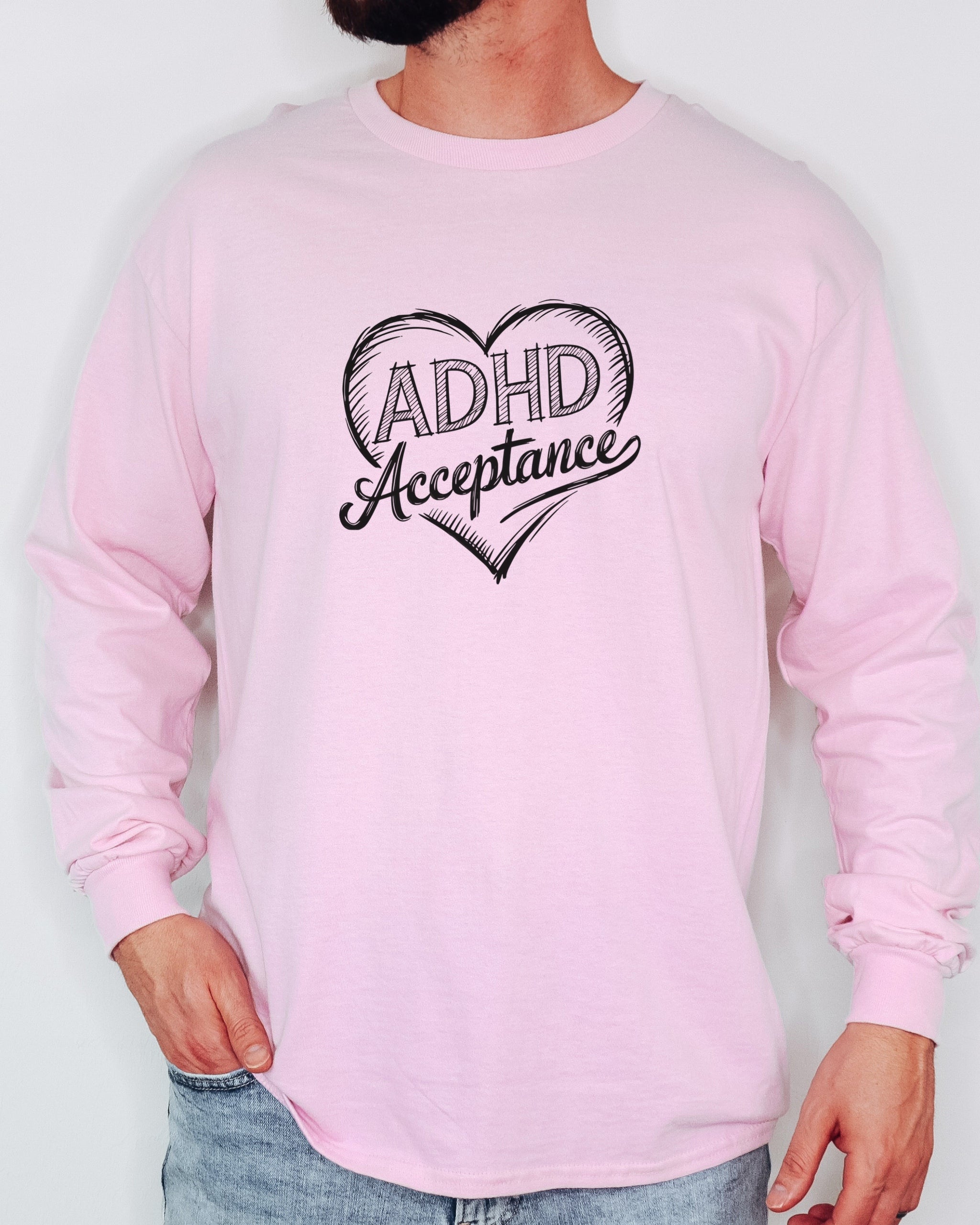 ADHD Acceptance Love Heart Sketch Long Sleeve T-Shirt