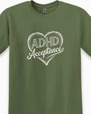 ADHD Acceptance Love Heart Sketch Tee-Neurodiversity, ADHD & Autism Awareness & Acceptance T-Shirt by Daily Bloom