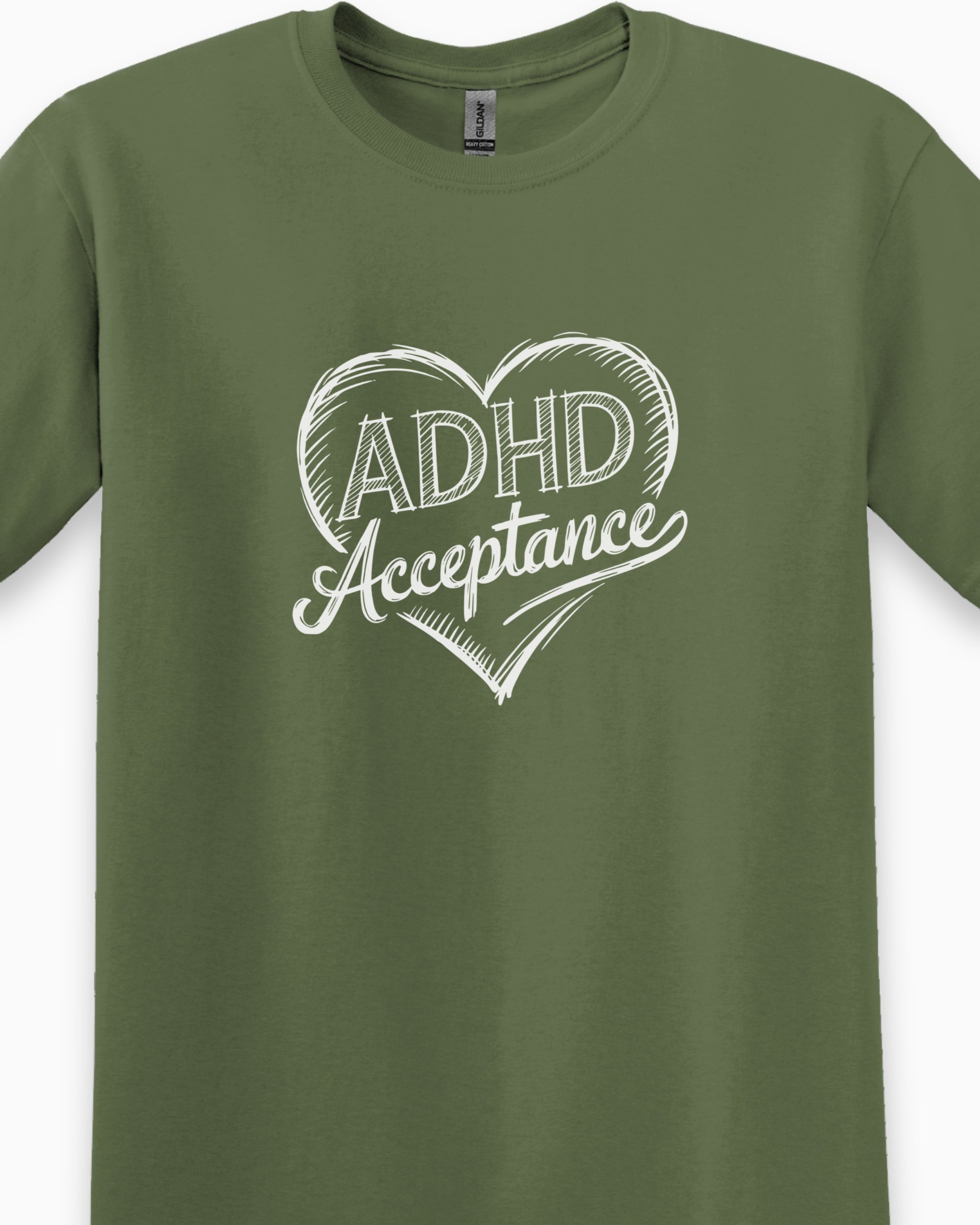 ADHD Acceptance Love Heart Sketch Tee-Neurodiversity, ADHD & Autism Awareness & Acceptance T-Shirt by Daily Bloom