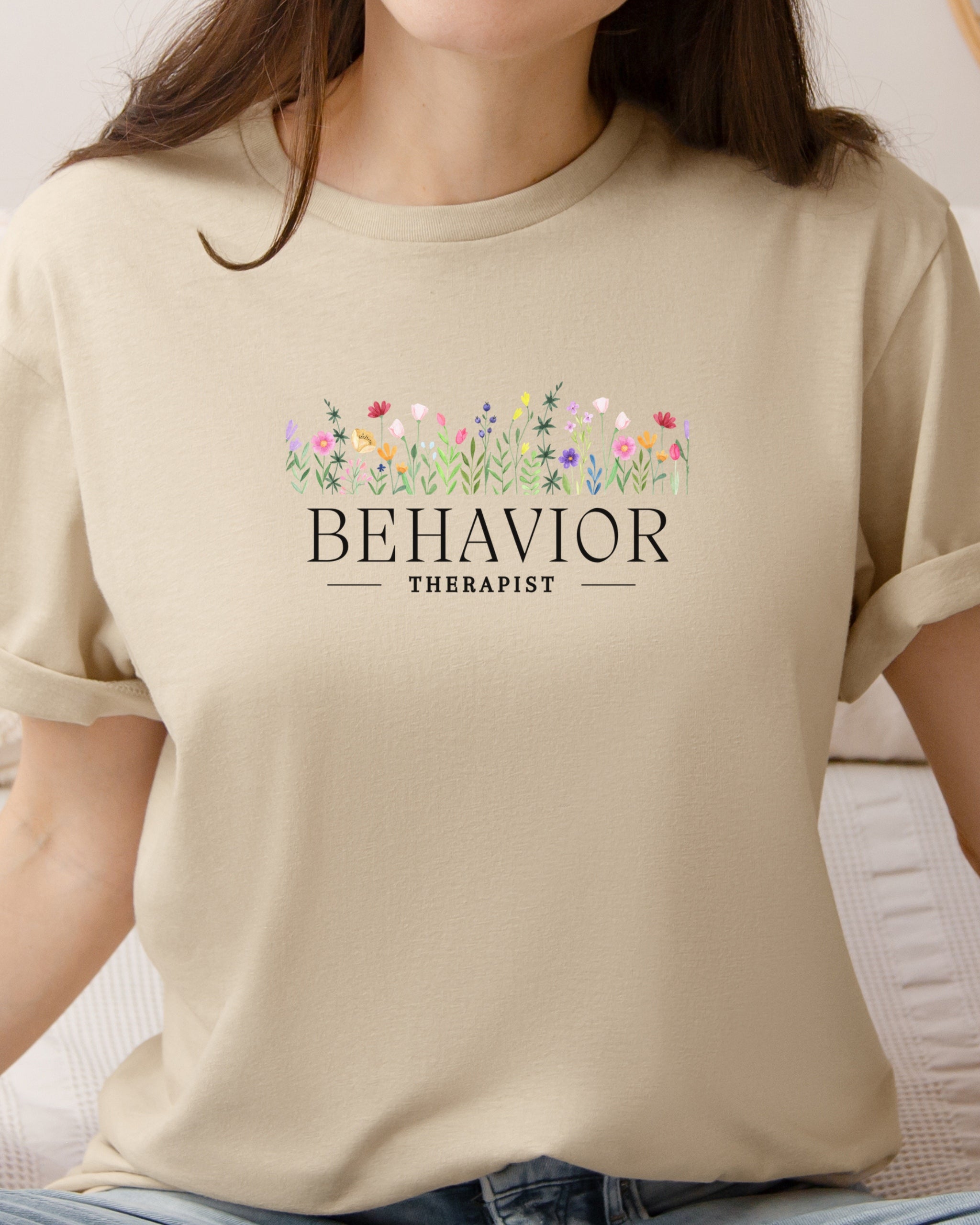Behavior Therapist Floral Tee-Neurodiversity, ADHD & Autism Awareness & Acceptance T-Shirt by Daily Bloom