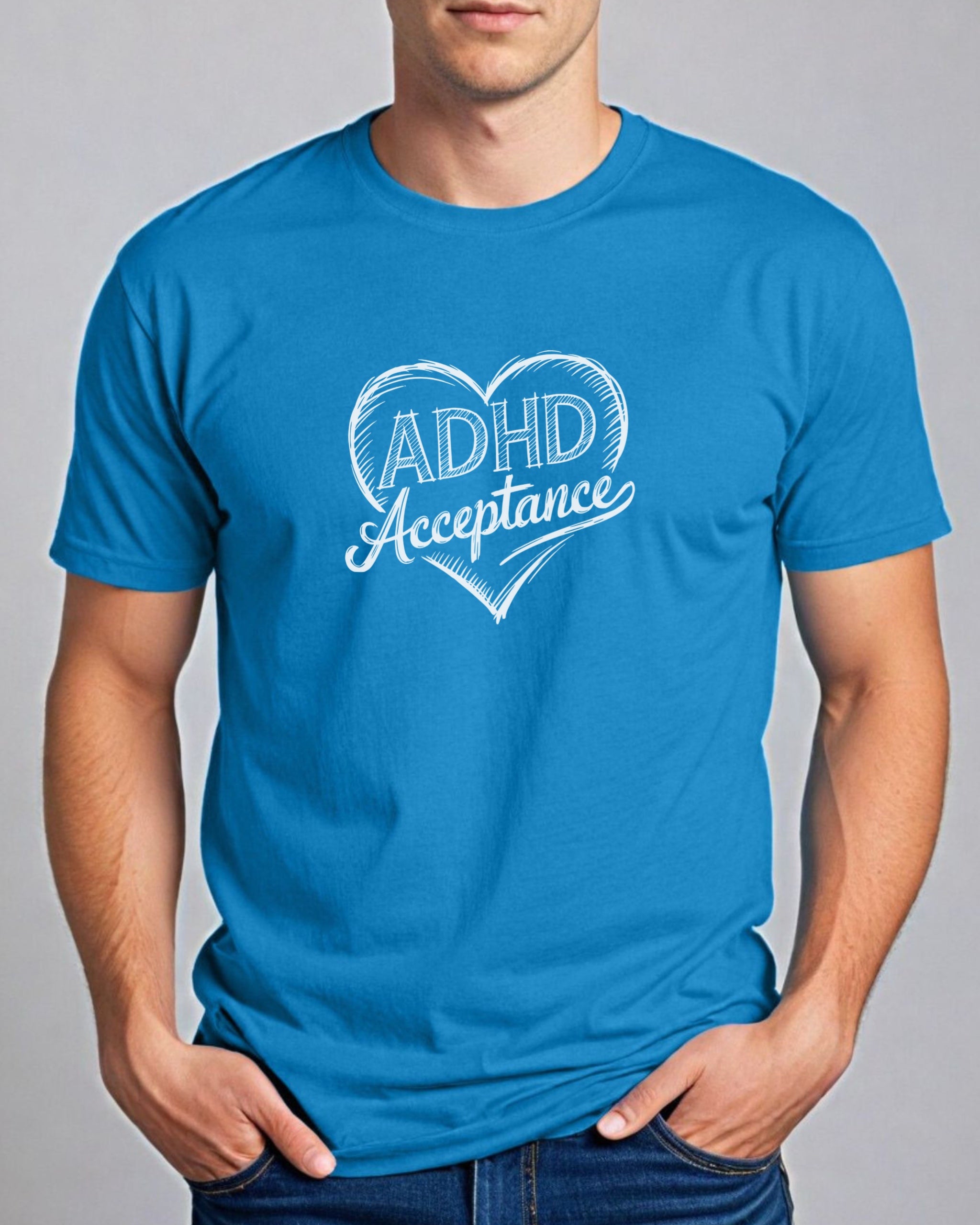 ADHD Acceptance Love Heart Sketch Tee-Neurodiversity, ADHD & Autism Awareness & Acceptance T-Shirt by Daily Bloom