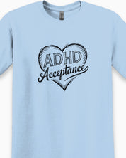 ADHD Acceptance Love Heart Sketch Tee-Neurodiversity, ADHD & Autism Awareness & Acceptance T-Shirt by Daily Bloom