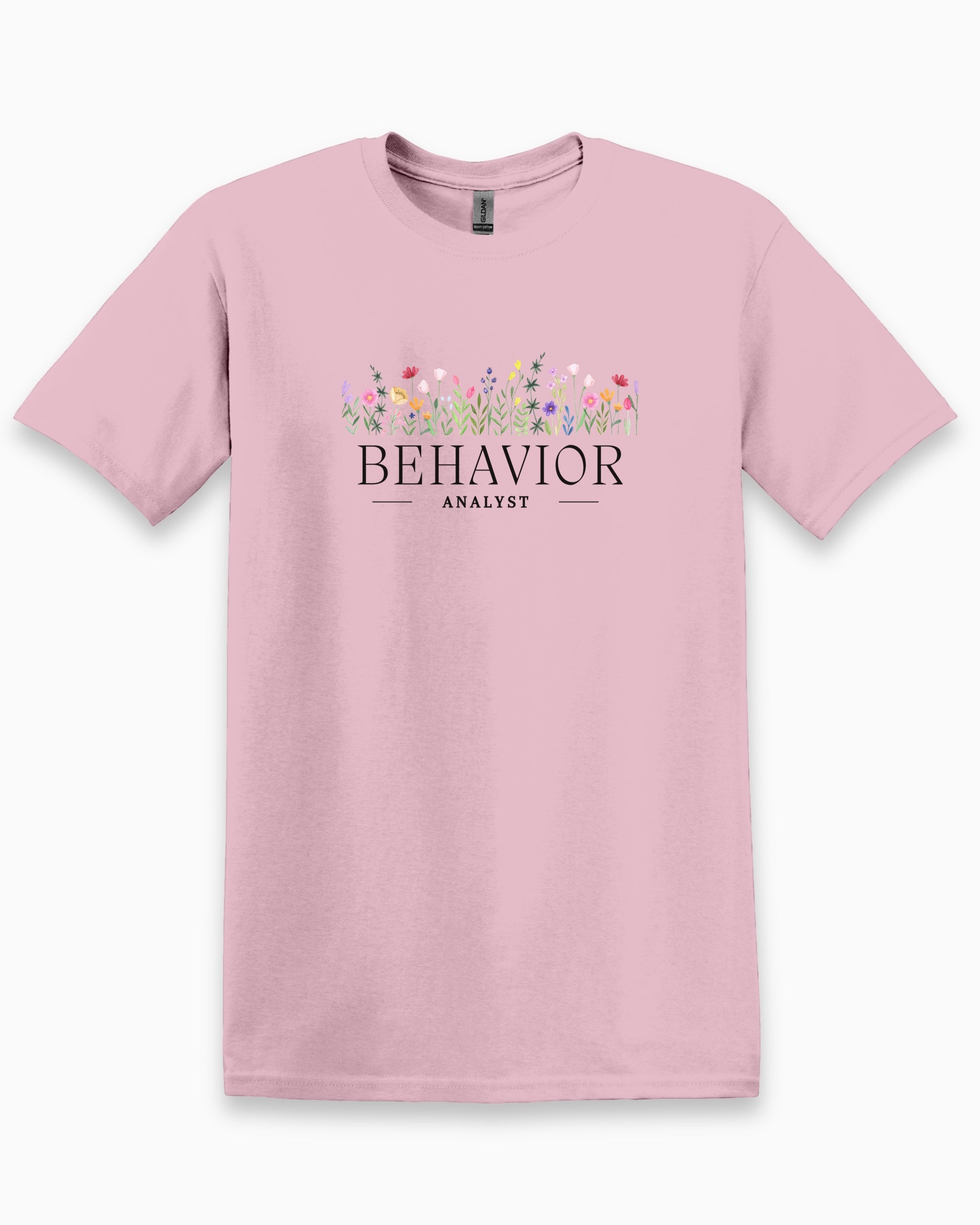 Behavior Analyst Floral Tee-Light Pink-Neurodiversity, ADHD & Autism Awareness & Acceptance T-Shirt by Daily Bloom