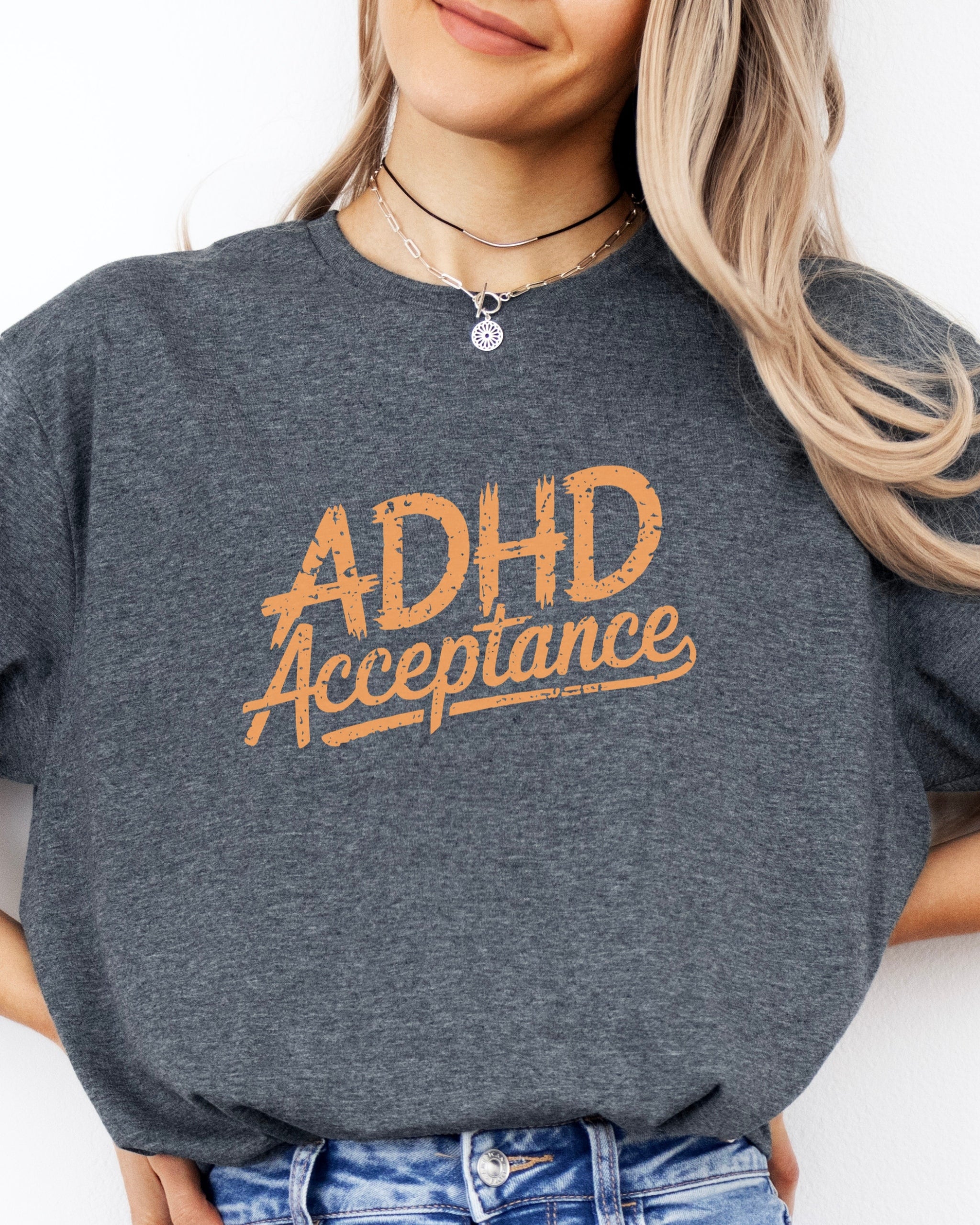 ADHD Acceptance Grunge Style Tee-Neurodiversity, ADHD & Autism Awareness & Acceptance T-Shirt by Daily Bloom