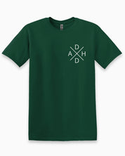 ADHD Cross Tee-Forest Green-Neurodiversity, ADHD & Autism Awareness & Acceptance T-Shirt by Daily Bloom