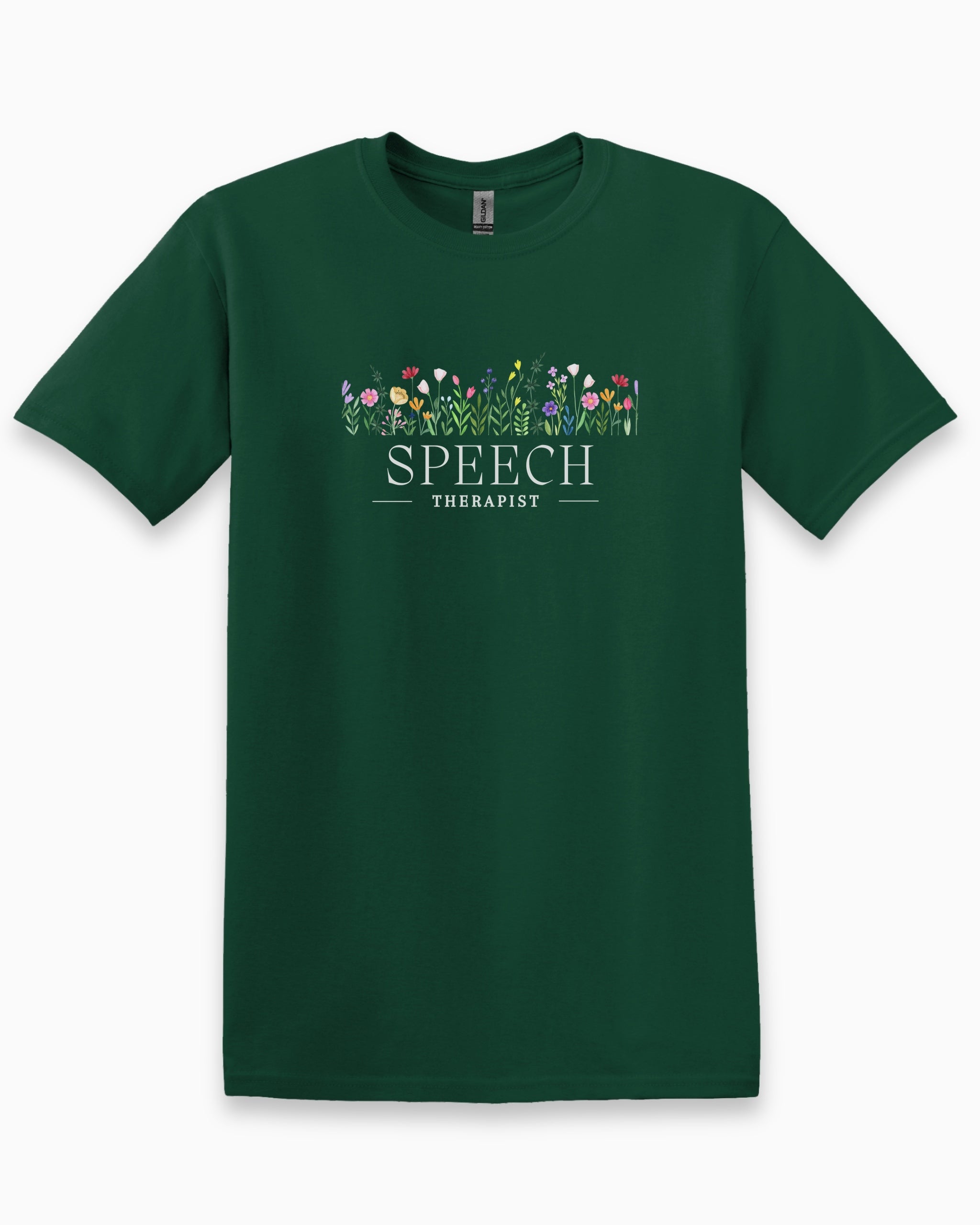 Speech Therapist Floral Tee-Forest Green-Neurodiversity, ADHD & Autism Awareness & Acceptance T-Shirt by Daily Bloom