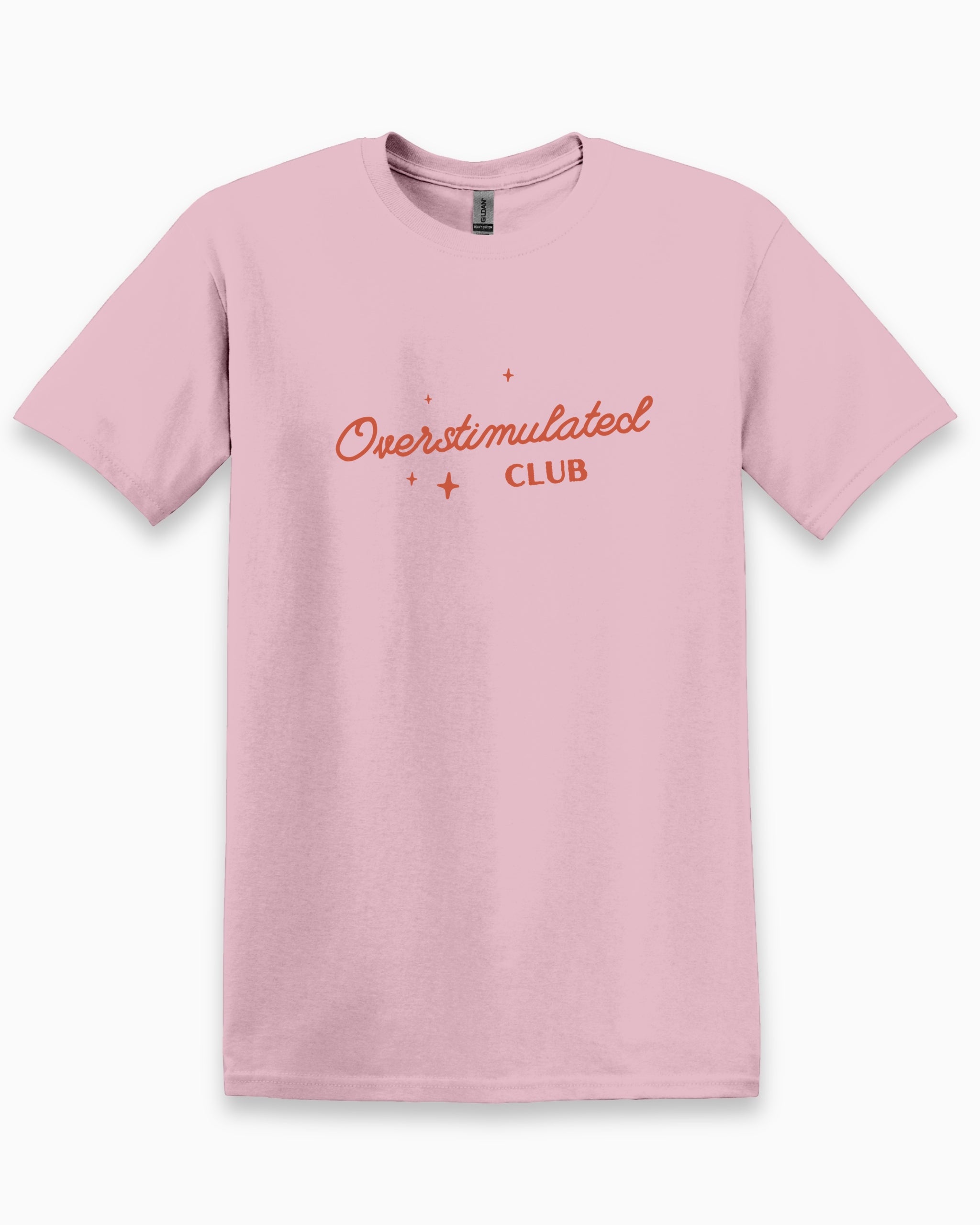 Overstimulated Club Tee-Light Pink-Neurodiversity, ADHD & Autism Awareness & Acceptance T-Shirt by Daily Bloom