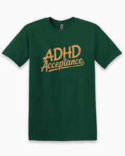ADHD Acceptance Grunge Style Tee-Forest Green-Neurodiversity, ADHD & Autism Awareness & Acceptance T-Shirt by Daily Bloom