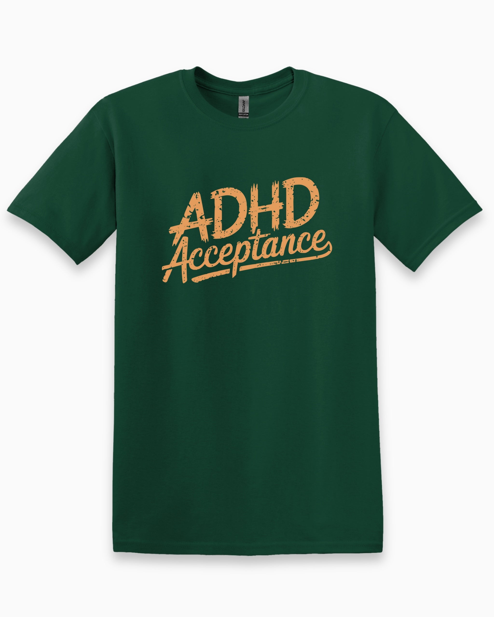 ADHD Acceptance Grunge Style Tee-Forest Green-Neurodiversity, ADHD & Autism Awareness & Acceptance T-Shirt by Daily Bloom