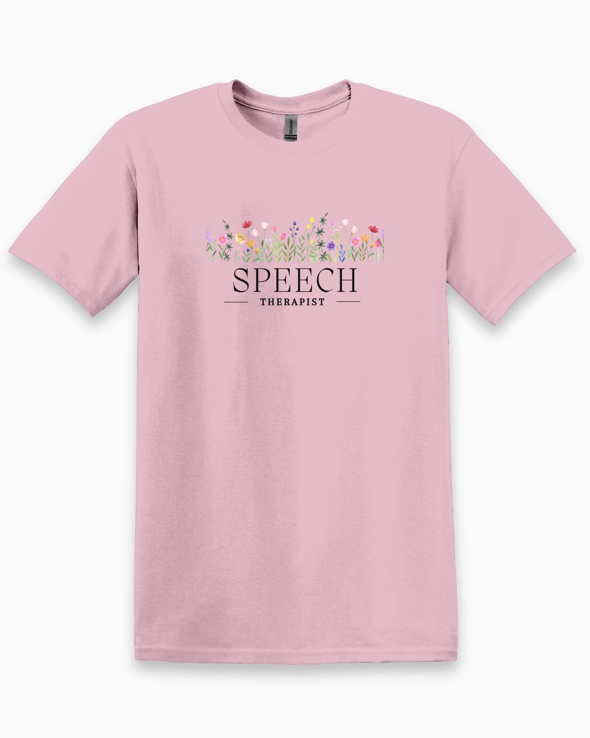 Speech Therapist Floral Tee-Light Pink-Neurodiversity, ADHD & Autism Awareness & Acceptance T-Shirt by Daily Bloom